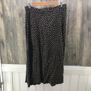 vintage pellini black floral button front skirt size 9/10